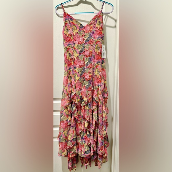 NWT 12th Tribe Sleeveless Lila Waterfall Ruffle Maxi Dress in Multi Floral ZB2 - Picture 2 of 12